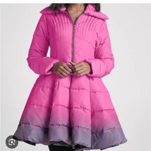 Woman’s pink puffer jacket